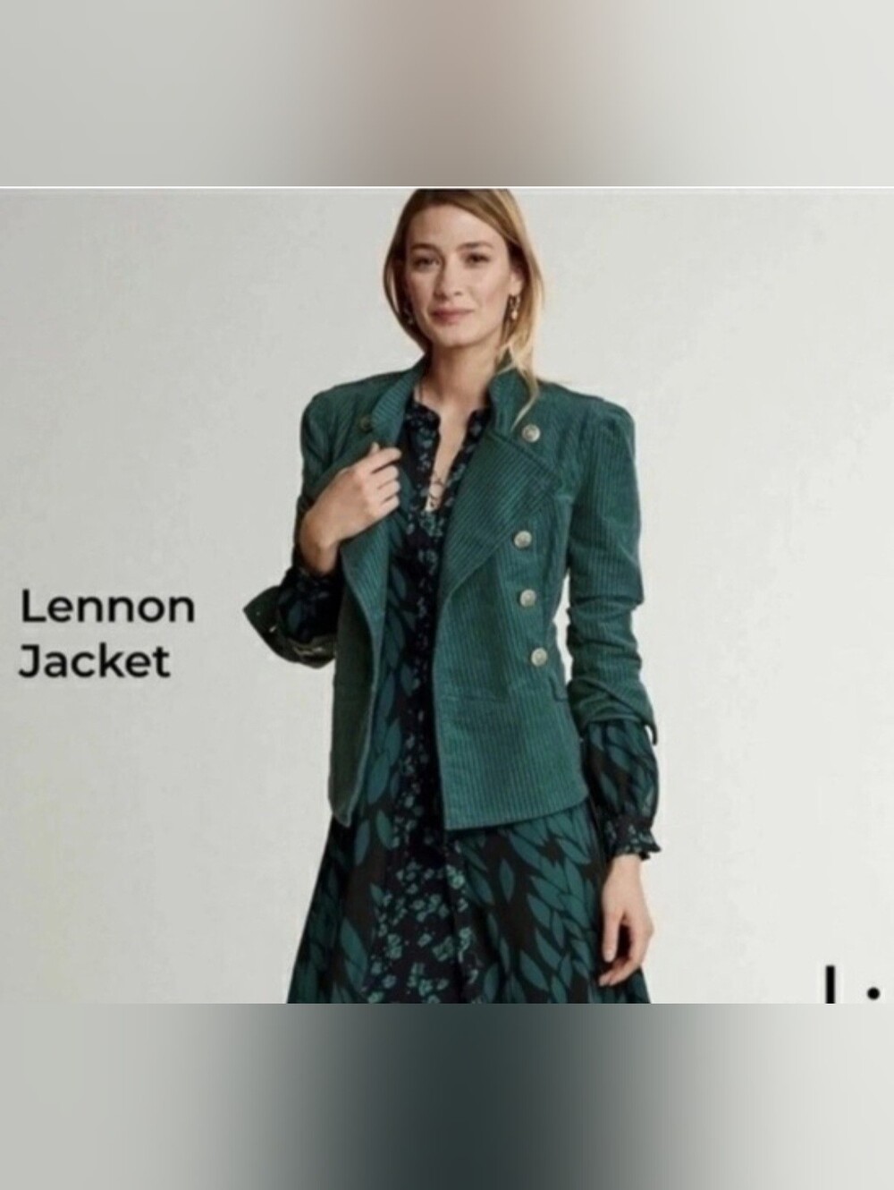 Cabi Lennon Green Corduroy Jacket Military Equestrian Blazer Dark Academia Large